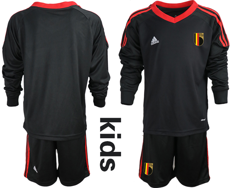 Youth 2021 European Cup Belgium black Long sleeve goalkeeper Soccer Jersey->belgium jersey->Soccer Country Jersey